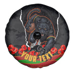 Personalized Penrith Panthers ANZAC Tribute Spare Tire Cover Poppy Field Soldier Silhouette Aboriginal Rugby Mascot