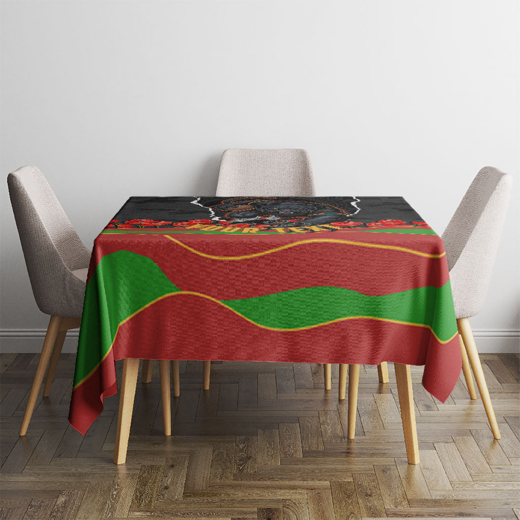 Personalized Penrith Panthers ANZAC Tribute Tablecloth Poppy Field Soldier Silhouette Aboriginal Rugby Mascot