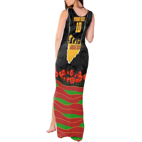 Personalized Penrith Panthers ANZAC Tribute Tank Maxi Dress Poppy Field Soldier Silhouette Aboriginal Rugby Mascot