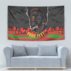 Personalized Penrith Panthers ANZAC Tribute Tapestry Poppy Field Soldier Silhouette Aboriginal Rugby Mascot