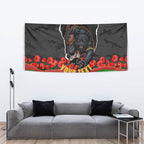 Personalized Penrith Panthers ANZAC Tribute Tapestry Poppy Field Soldier Silhouette Aboriginal Rugby Mascot