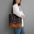 Personalized Penrith Panthers ANZAC Tribute Tote Bag Poppy Field Soldier Silhouette Aboriginal Rugby Mascot