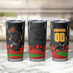 Personalized Penrith Panthers ANZAC Tribute Tumbler Cup Poppy Field Soldier Silhouette Aboriginal Rugby Mascot
