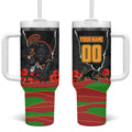 Personalized Penrith Panthers ANZAC Tribute Tumbler With Handle Poppy Field Soldier Silhouette Aboriginal Rugby Mascot