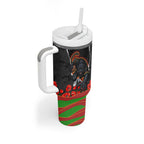 Personalized Penrith Panthers ANZAC Tribute Tumbler With Handle Poppy Field Soldier Silhouette Aboriginal Rugby Mascot