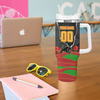 Personalized Penrith Panthers ANZAC Tribute Tumbler With Handle Poppy Field Soldier Silhouette Aboriginal Rugby Mascot