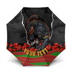 Personalized Penrith Panthers ANZAC Tribute Umbrella Poppy Field Soldier Silhouette Aboriginal Rugby Mascot