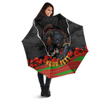 Personalized Penrith Panthers ANZAC Tribute Umbrella Poppy Field Soldier Silhouette Aboriginal Rugby Mascot