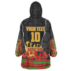Personalized Penrith Panthers ANZAC Tribute Wearable Blanket Hoodie Poppy Field Soldier Silhouette Aboriginal Rugby Mascot