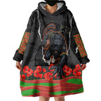 Personalized Penrith Panthers ANZAC Tribute Wearable Blanket Hoodie Poppy Field Soldier Silhouette Aboriginal Rugby Mascot