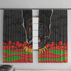 Personalized Penrith Panthers ANZAC Tribute Window Curtain Poppy Field Soldier Silhouette Aboriginal Rugby Mascot
