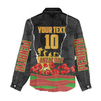 Personalized Penrith Panthers ANZAC Tribute Women Casual Shirt Poppy Field Soldier Silhouette Aboriginal Rugby Mascot