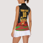 Personalized Penrith Panthers ANZAC Tribute Women Sleeveless Polo Shirt Poppy Field Soldier Silhouette Aboriginal Rugby Mascot