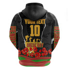 Personalized Penrith Panthers ANZAC Tribute Zip Hoodie Poppy Field Soldier Silhouette Aboriginal Rugby Mascot