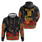 Personalized Penrith Panthers ANZAC Tribute Zip Hoodie Poppy Field Soldier Silhouette Aboriginal Rugby Mascot