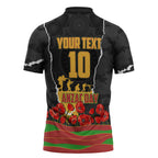 Personalized Penrith Panthers ANZAC Tribute Zipper Polo Shirt Poppy Field Soldier Silhouette Aboriginal Rugby Mascot