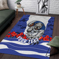 Personalized Bulldogs ANZAC Tribute Area Rug Poppy Field Soldier Silhouette Aboriginal Rugby Mascot