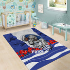 Personalized Bulldogs ANZAC Tribute Area Rug Poppy Field Soldier Silhouette Aboriginal Rugby Mascot