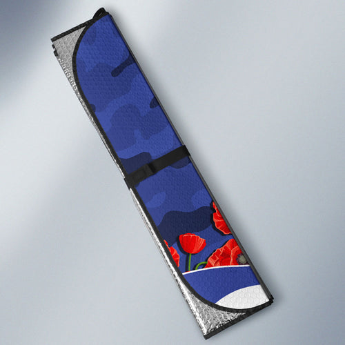 Personalized Bulldogs ANZAC Tribute Auto Sun Shade Poppy Field Soldier Silhouette Aboriginal Rugby Mascot