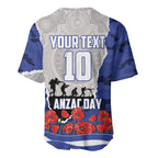 Personalized Bulldogs ANZAC Tribute Baseball Jersey Poppy Field Soldier Silhouette Aboriginal Rugby Mascot
