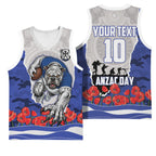 Personalized Bulldogs ANZAC Tribute Basketball Jersey Poppy Field Soldier Silhouette Aboriginal Rugby Mascot
