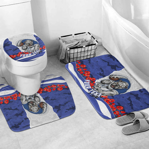 Personalized Bulldogs ANZAC Tribute Bathroom Set Poppy Field Soldier Silhouette Aboriginal Rugby Mascot