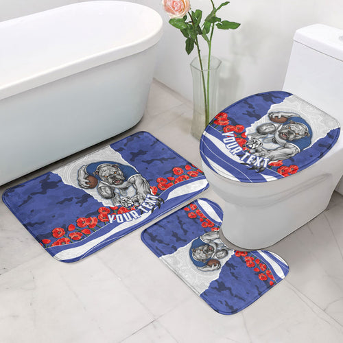 Personalized Bulldogs ANZAC Tribute Bathroom Set Poppy Field Soldier Silhouette Aboriginal Rugby Mascot