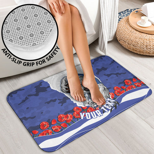 Personalized Bulldogs ANZAC Tribute Bathroom Set Poppy Field Soldier Silhouette Aboriginal Rugby Mascot