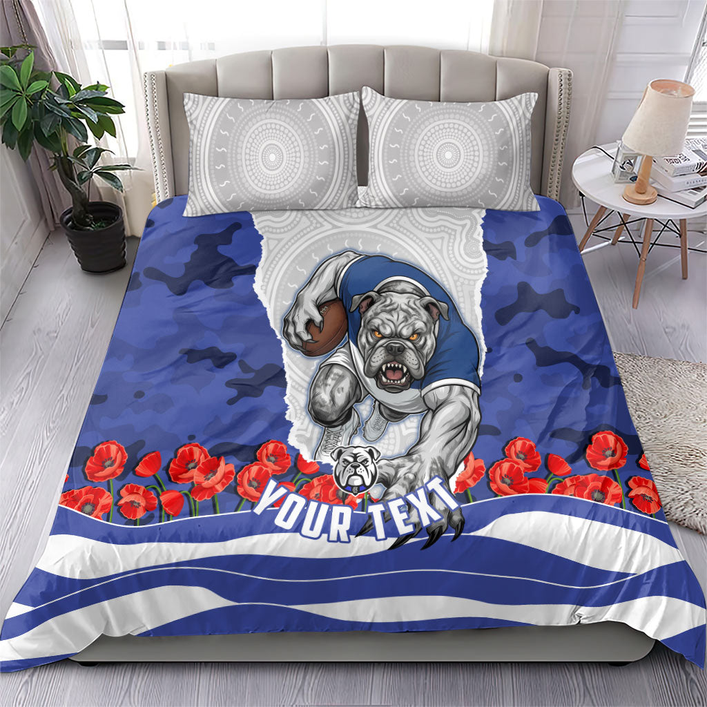 Personalized Bulldogs ANZAC Tribute Bedding Set Poppy Field Soldier Silhouette Aboriginal Rugby Mascot