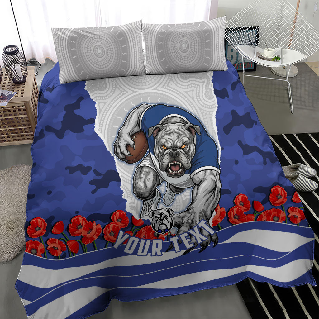 Personalized Bulldogs ANZAC Tribute Bedding Set Poppy Field Soldier Silhouette Aboriginal Rugby Mascot