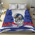 Personalized Bulldogs ANZAC Tribute Bedding Set Poppy Field Soldier Silhouette Aboriginal Rugby Mascot