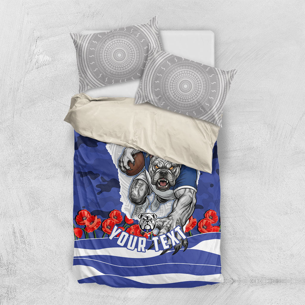 Personalized Bulldogs ANZAC Tribute Bedding Set Poppy Field Soldier Silhouette Aboriginal Rugby Mascot