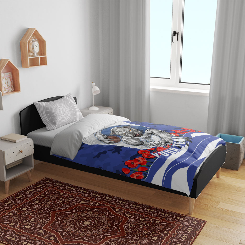 Personalized Bulldogs ANZAC Tribute Bedding Set Poppy Field Soldier Silhouette Aboriginal Rugby Mascot