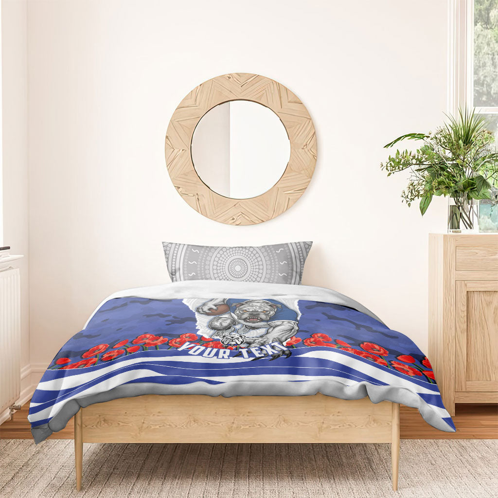 Personalized Bulldogs ANZAC Tribute Bedding Set Poppy Field Soldier Silhouette Aboriginal Rugby Mascot