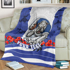 Personalized Bulldogs ANZAC Tribute Blanket Poppy Field Soldier Silhouette Aboriginal Rugby Mascot