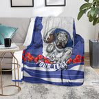 Personalized Bulldogs ANZAC Tribute Blanket Poppy Field Soldier Silhouette Aboriginal Rugby Mascot