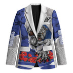 Personalized Bulldogs ANZAC Tribute Blazer Poppy Field Soldier Silhouette Aboriginal Rugby Mascot