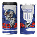 Personalized Bulldogs ANZAC Tribute 4 in 1 Can Cooler Tumbler Poppy Field Soldier Silhouette Aboriginal Rugby Mascot