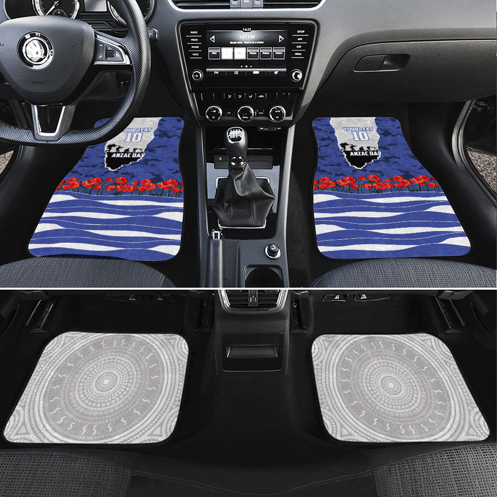 Personalized Bulldogs ANZAC Tribute Car Mats Poppy Field Soldier Silhouette Aboriginal Rugby Mascot