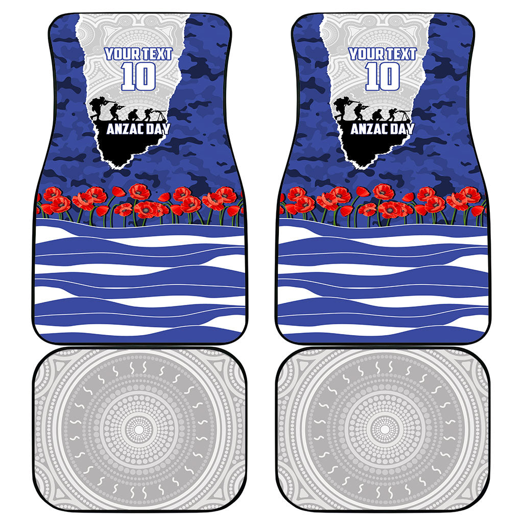 Personalized Bulldogs ANZAC Tribute Car Mats Poppy Field Soldier Silhouette Aboriginal Rugby Mascot