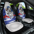 Personalized Bulldogs ANZAC Tribute Car Seat Cover Poppy Field Soldier Silhouette Aboriginal Rugby Mascot