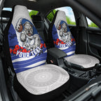 Personalized Bulldogs ANZAC Tribute Car Seat Cover Poppy Field Soldier Silhouette Aboriginal Rugby Mascot