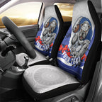 Personalized Bulldogs ANZAC Tribute Car Seat Cover Poppy Field Soldier Silhouette Aboriginal Rugby Mascot