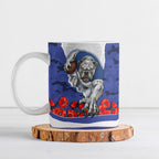 Personalized Bulldogs ANZAC Tribute Ceramic Mug Poppy Field Soldier Silhouette Aboriginal Rugby Mascot