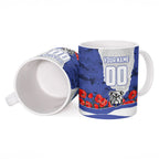 Personalized Bulldogs ANZAC Tribute Ceramic Mug Poppy Field Soldier Silhouette Aboriginal Rugby Mascot