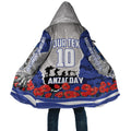 Personalized Bulldogs ANZAC Tribute Cloak Poppy Field Soldier Silhouette Aboriginal Rugby Mascot