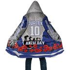Personalized Bulldogs ANZAC Tribute Cloak Poppy Field Soldier Silhouette Aboriginal Rugby Mascot
