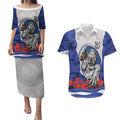 Personalized Bulldogs ANZAC Tribute Couples Matching Puletasi and Hawaiian Shirt Poppy Field Soldier Silhouette Aboriginal Rugby Mascot