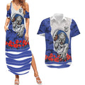 Personalized Bulldogs ANZAC Tribute Couples Matching Summer Maxi Dress and Hawaiian Shirt Poppy Field Soldier Silhouette Aboriginal Rugby Mascot
