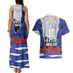 Personalized Bulldogs ANZAC Tribute Couples Matching Tank Maxi Dress and Hawaiian Shirt Poppy Field Soldier Silhouette Aboriginal Rugby Mascot
